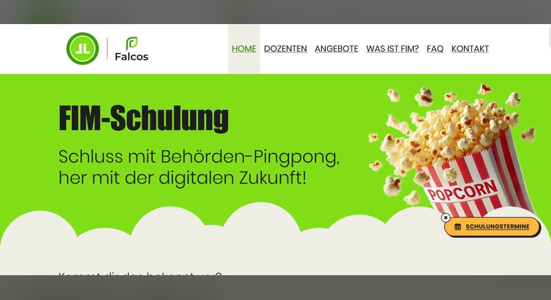 Startseite des Lernportals FIM Schulung